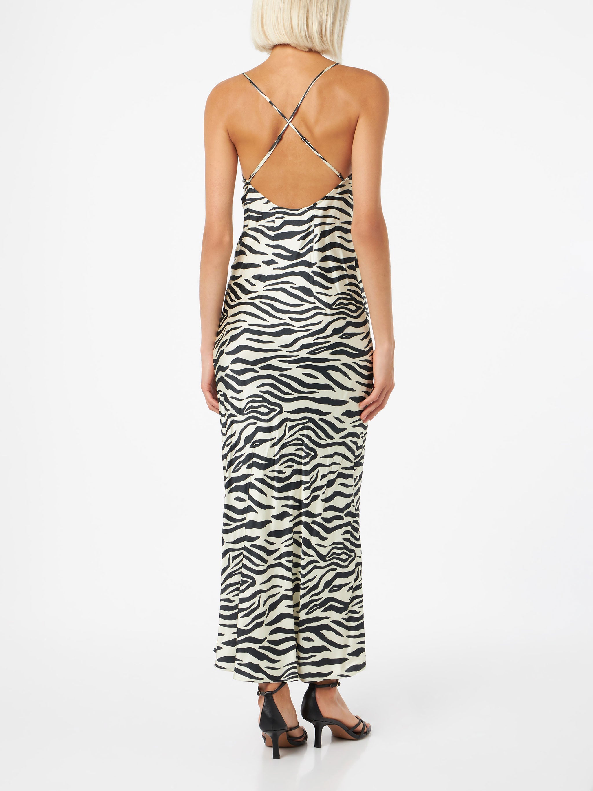 Eydis Zebra Satin Slip Dress White