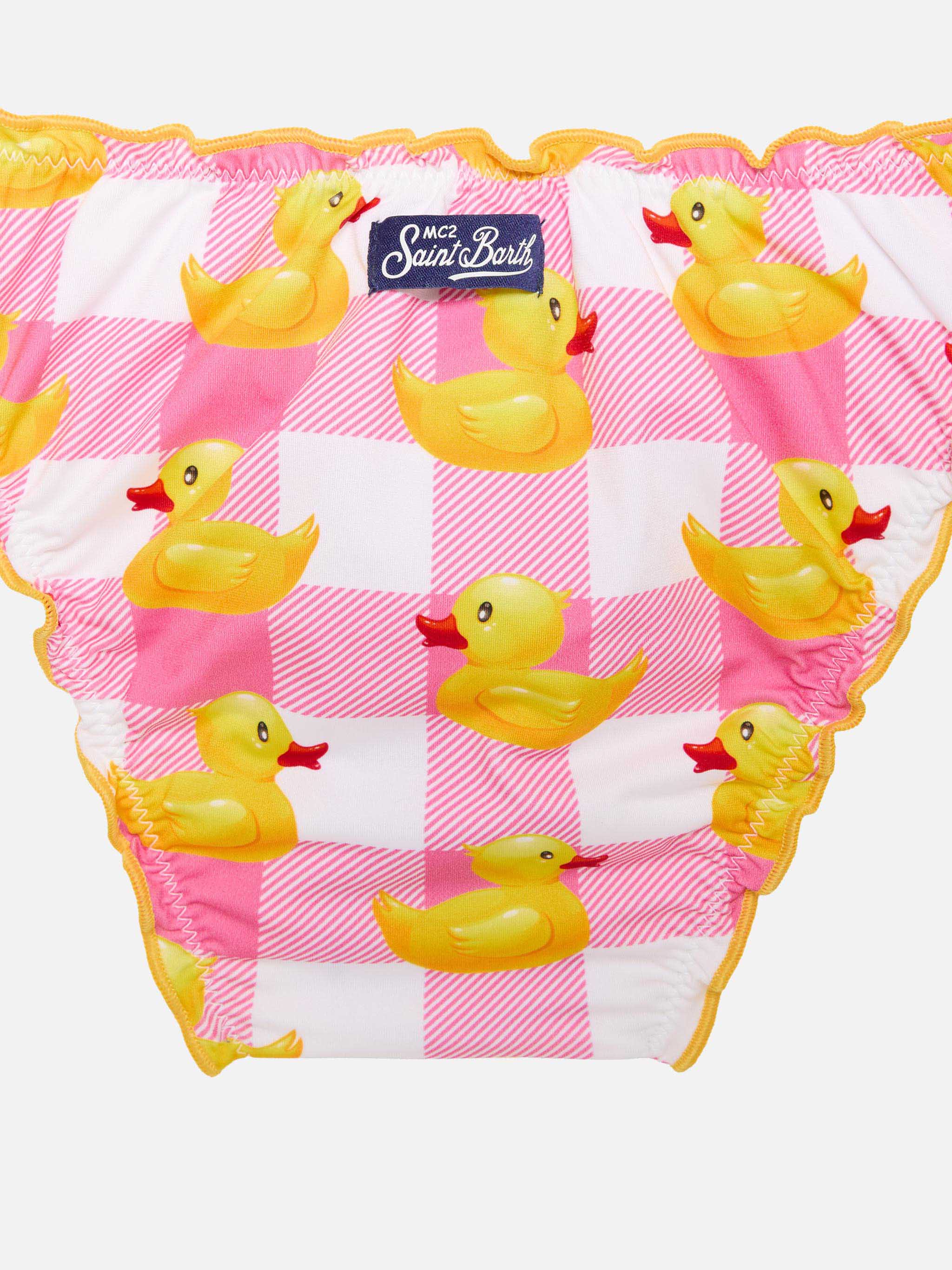 Pink Vichy And Ducky Bikini For Girls