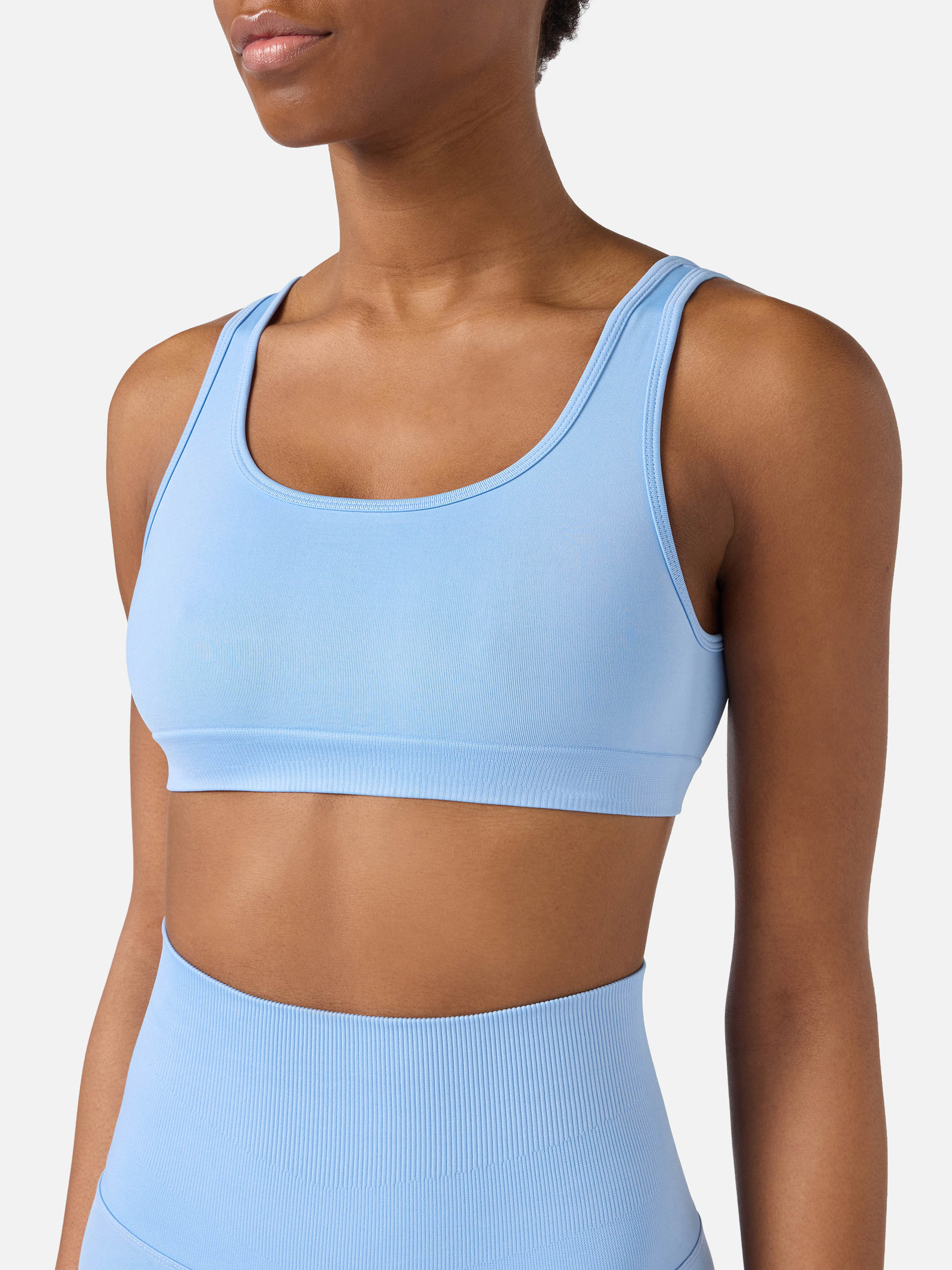 Light Blue Technical Fabric Fify Sports Top With Contrast Trim Sky Top_apparel