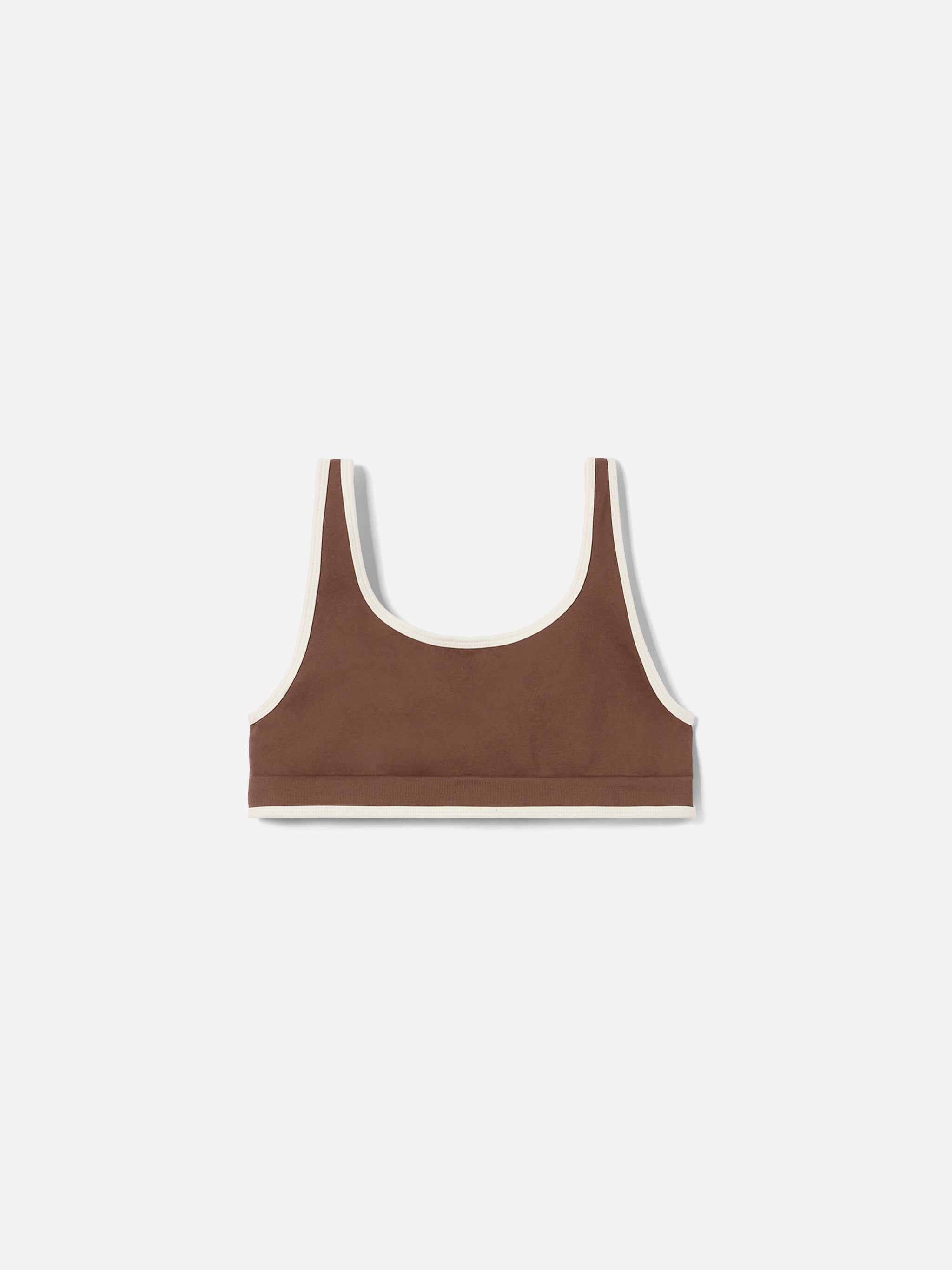 Brown Technical Fabric Fify Sports Top With Contrast Trim Top_apparel