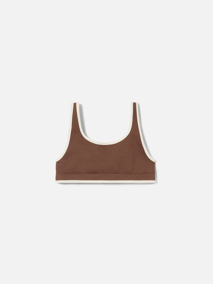 Brown Technical Fabric Fify Sports Top With Contrast Trim Top_apparel