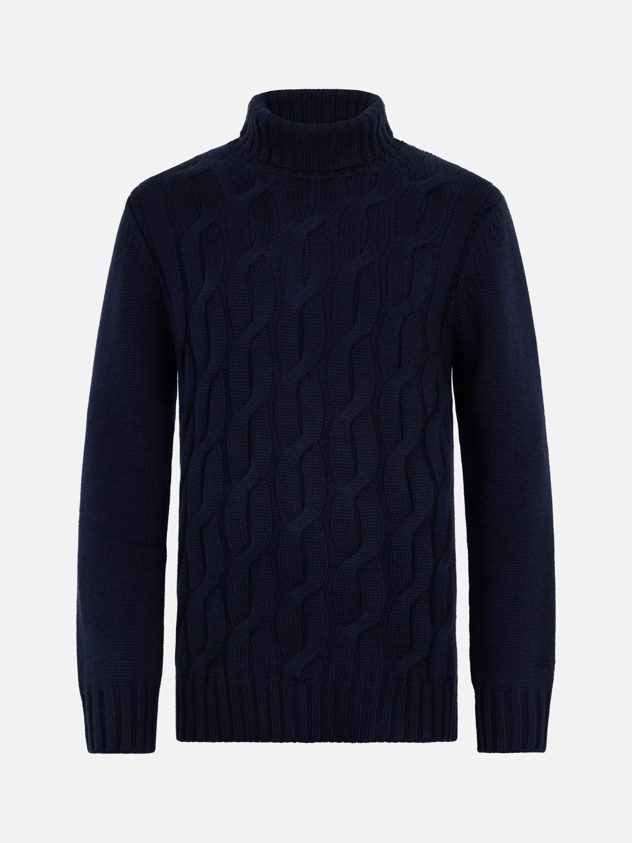 Man Cable Knit Blend Cashmere Sweater Fisherman Blue