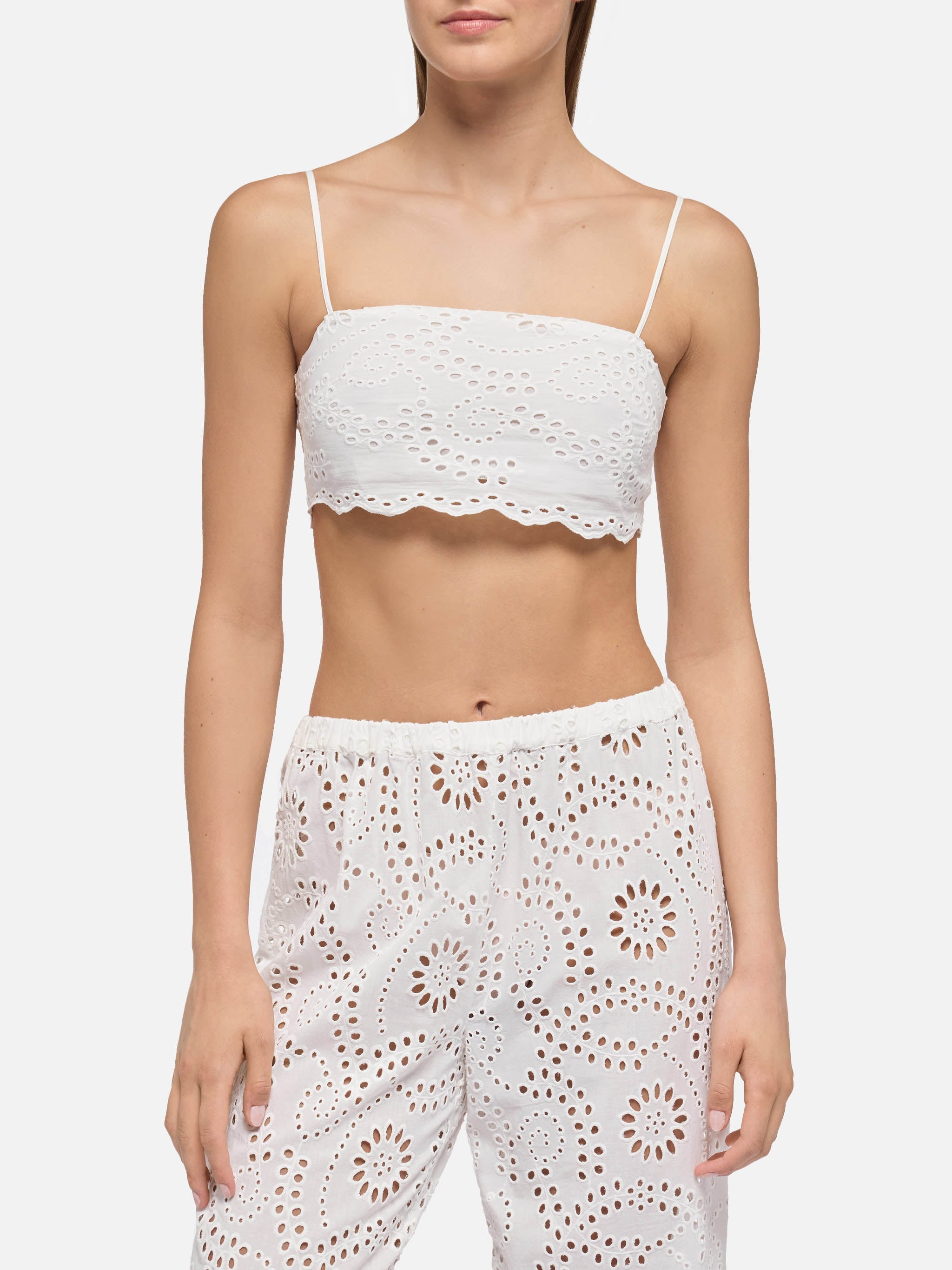 Florida White Cotton Sangallo Lace Top Top_apparel