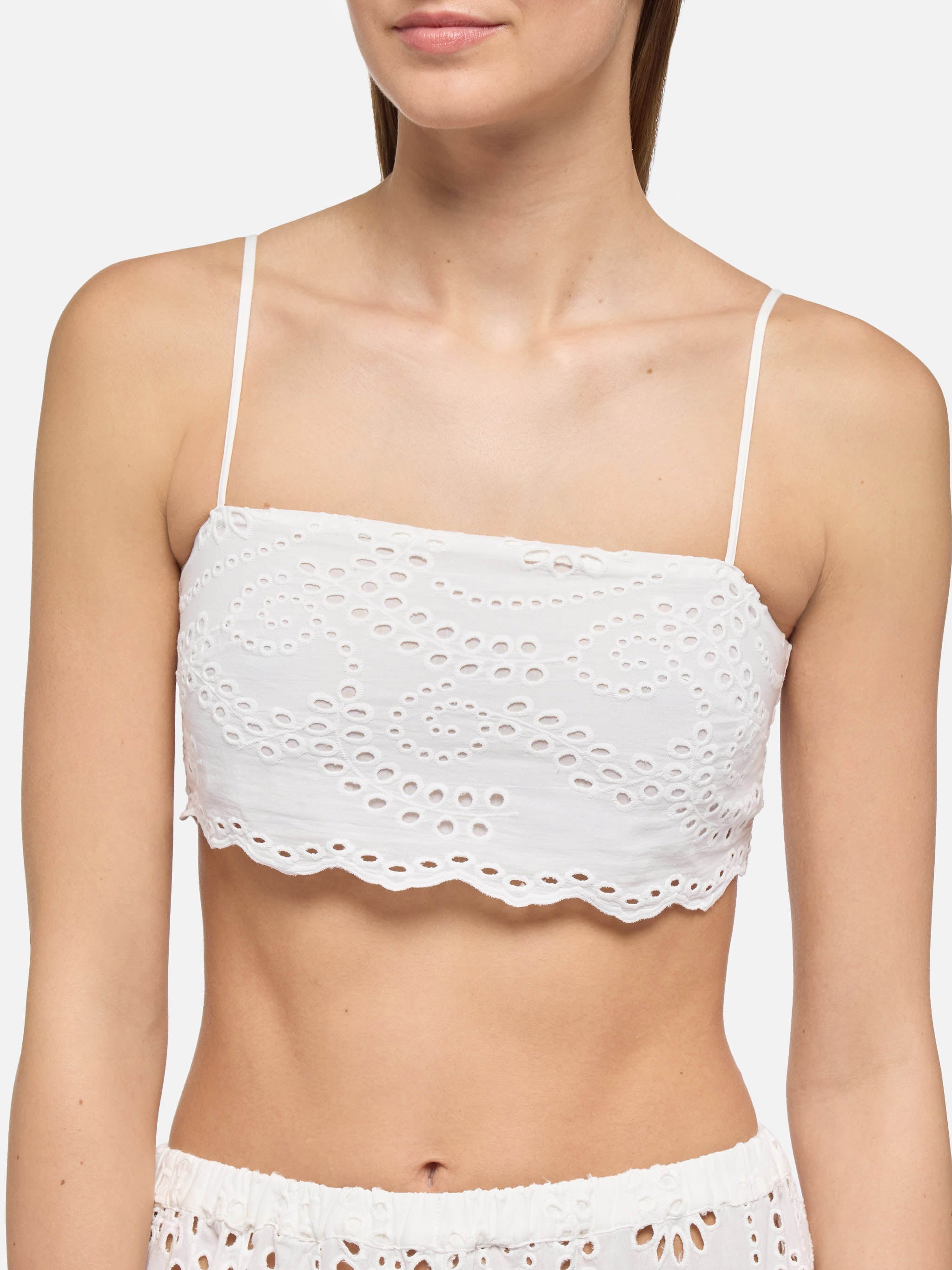 Florida White Cotton Sangallo Lace Top Top_apparel