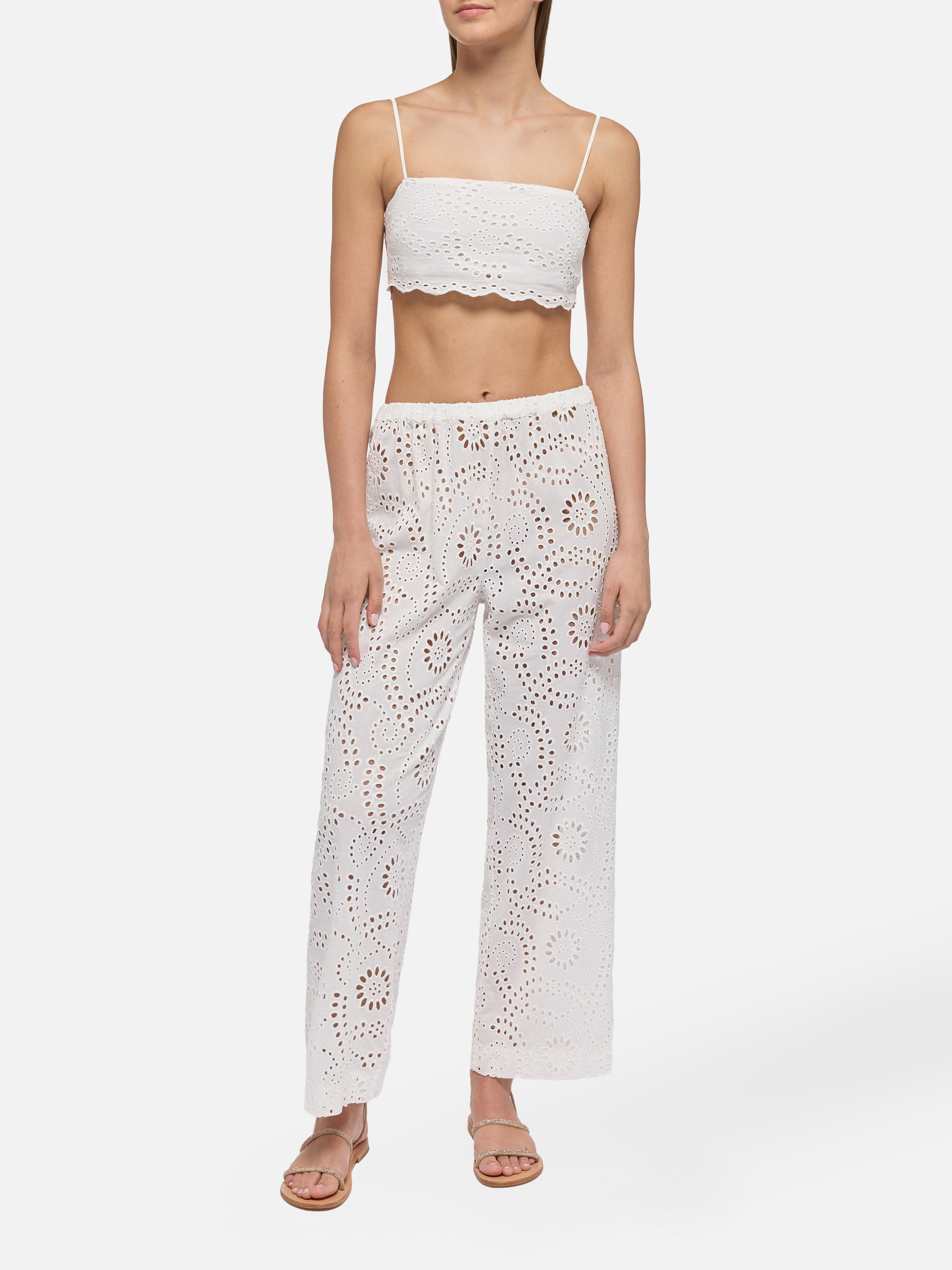 Florida White Cotton Sangallo Lace Top Top_apparel