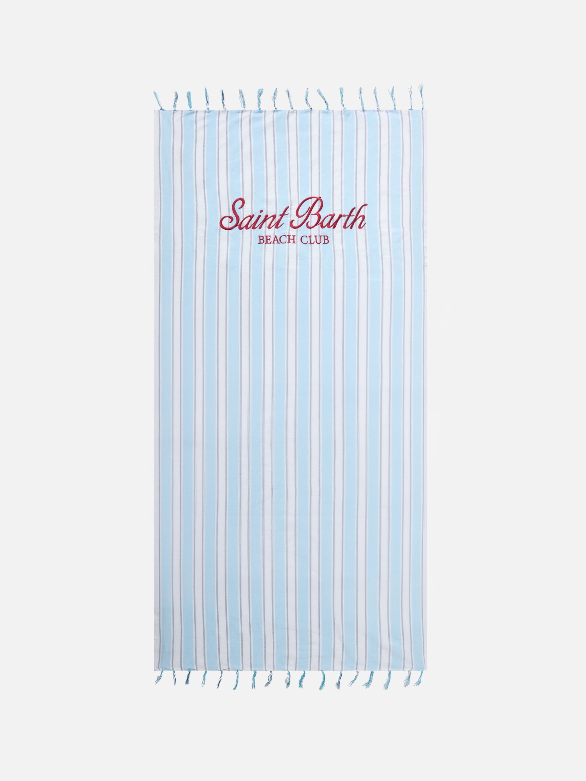 Foutas Lightbeach Towel With Light Blue And White Stripes Embroidered Logo