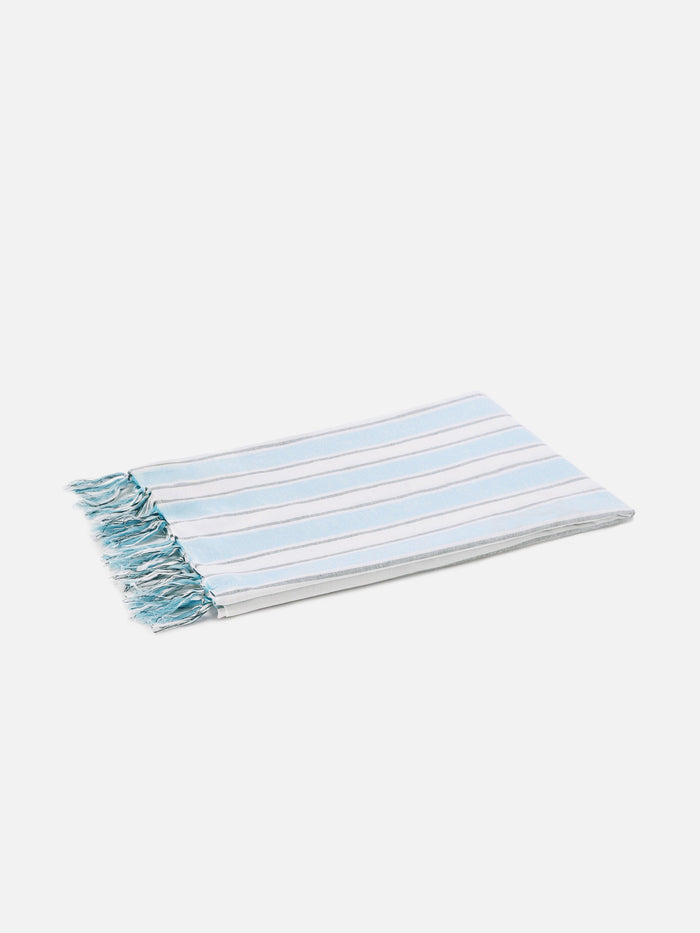 Foutas Lightbeach Towel With Light Blue And White Stripes Embroidered Logo
