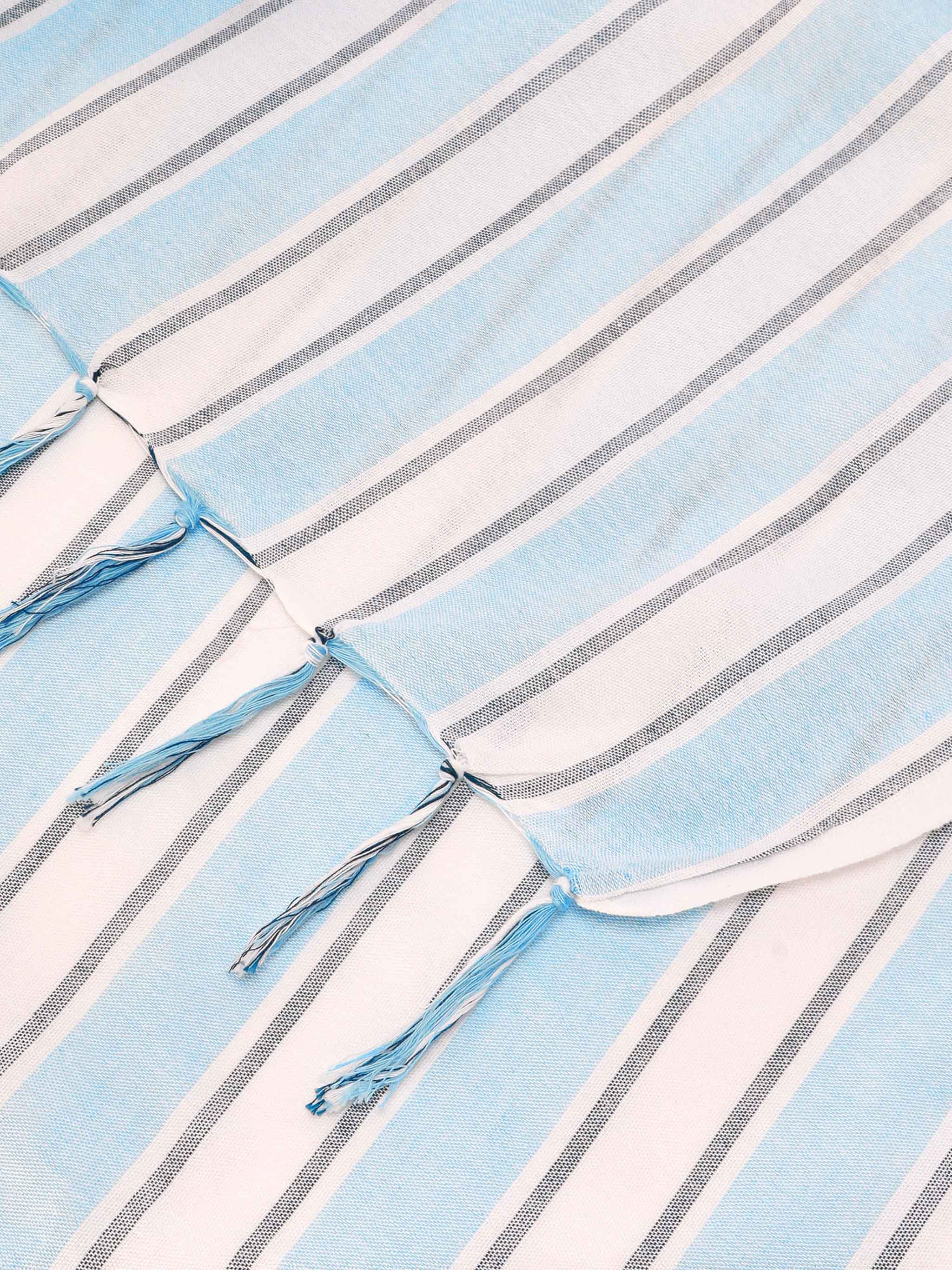 Foutas Lightbeach Towel With Light Blue And White Stripes Embroidered Logo