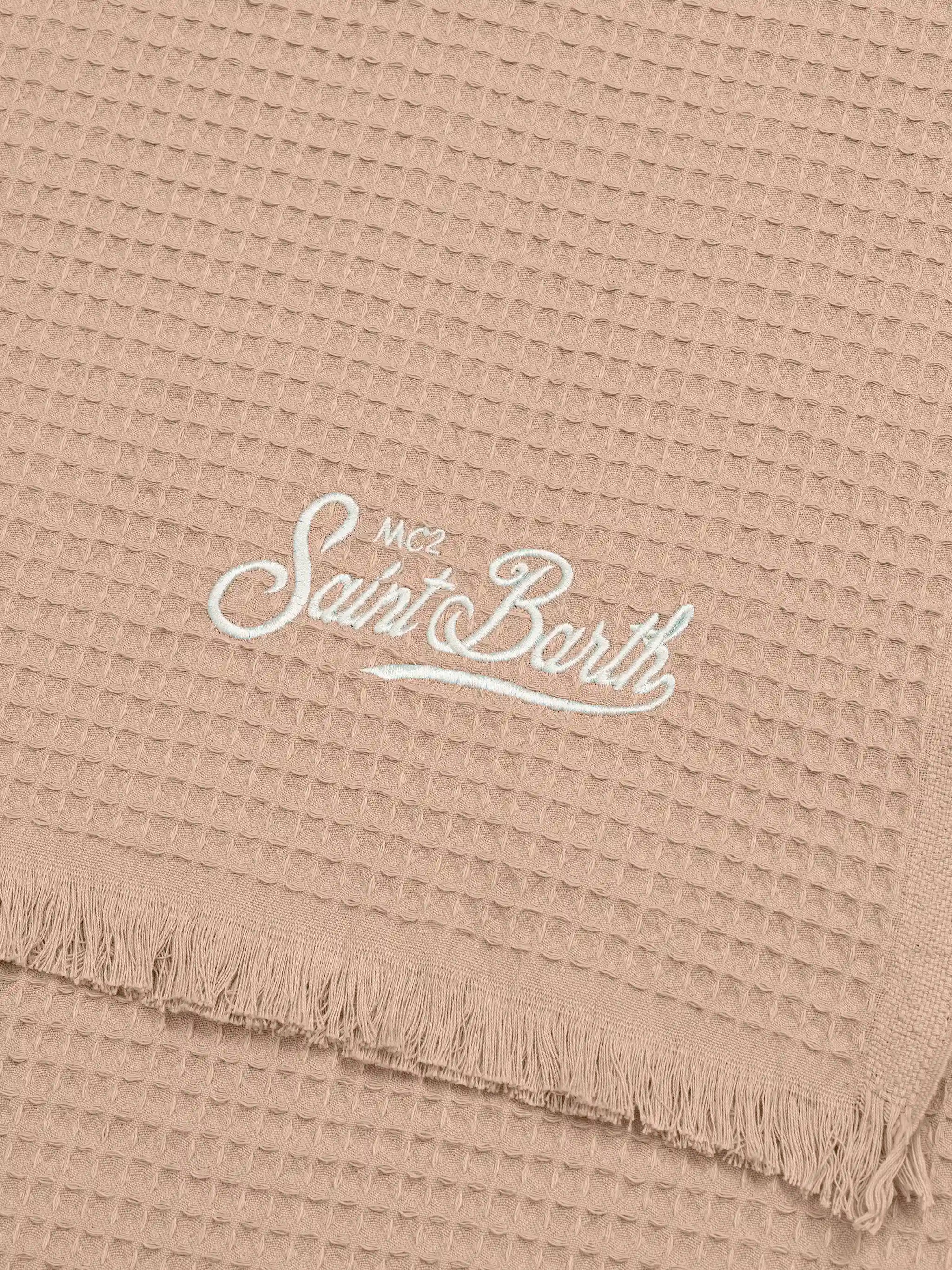 Beige Honeycomb Cotton Foutasac Beach Towel Brown