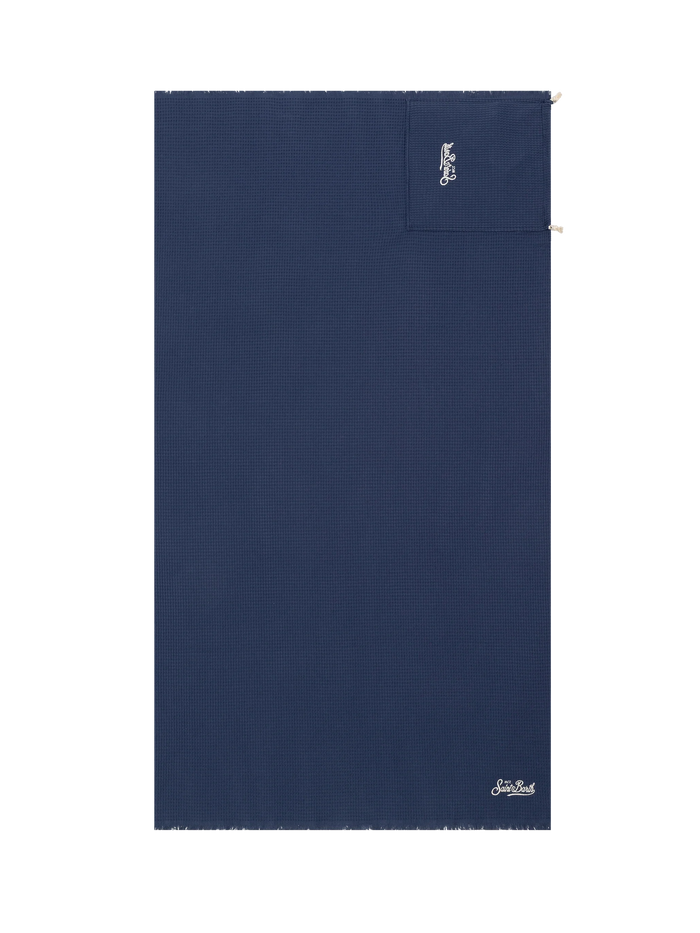 Navy Blue Honeycomb Cotton Foutasac Beach Towel __single__