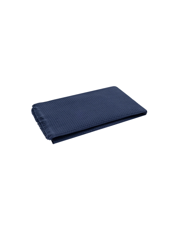 Navy Blue Honeycomb Cotton Foutasac Beach Towel __single__
