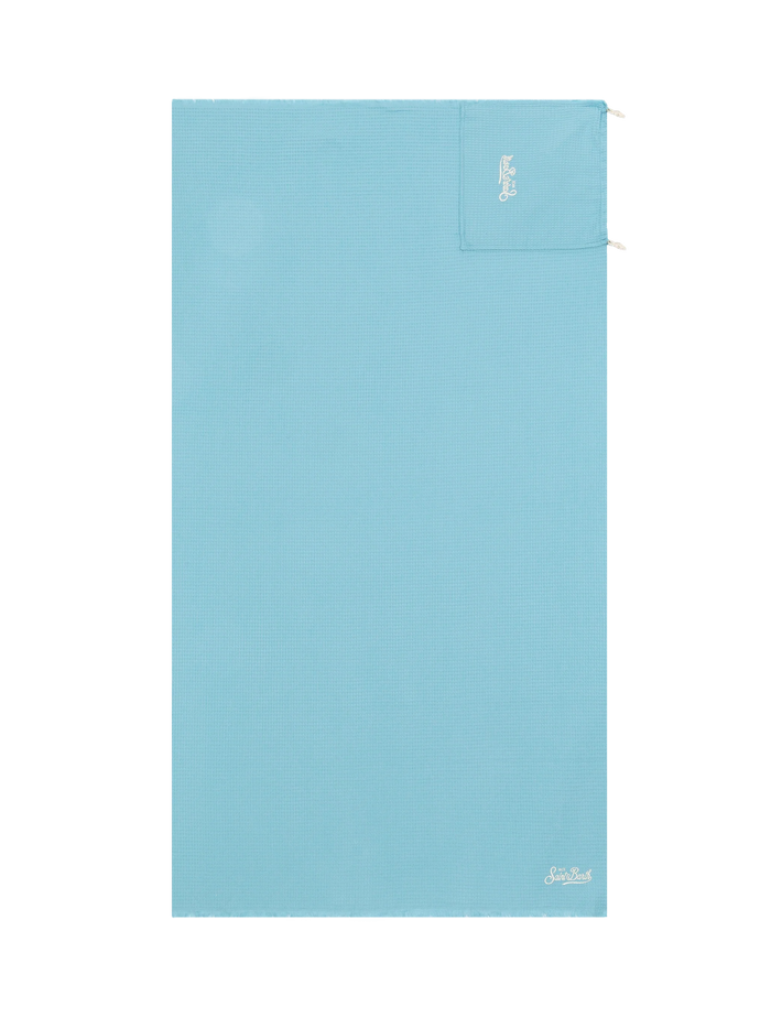 Light Blue Honeycomb Cotton Foutasac Beach Towel Sky
