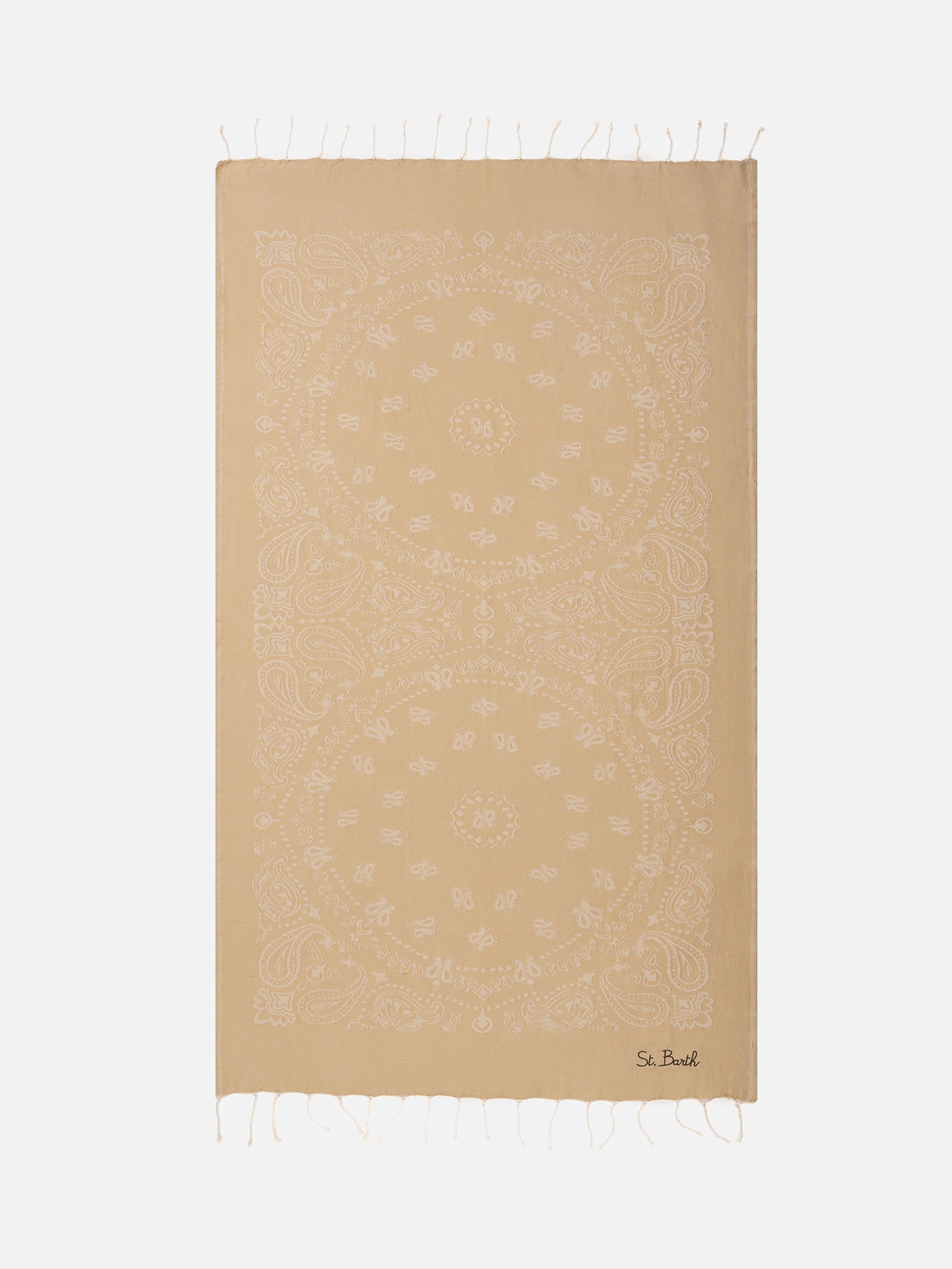 Foutas Cotton Beach Towel With Bandana Jacquard White