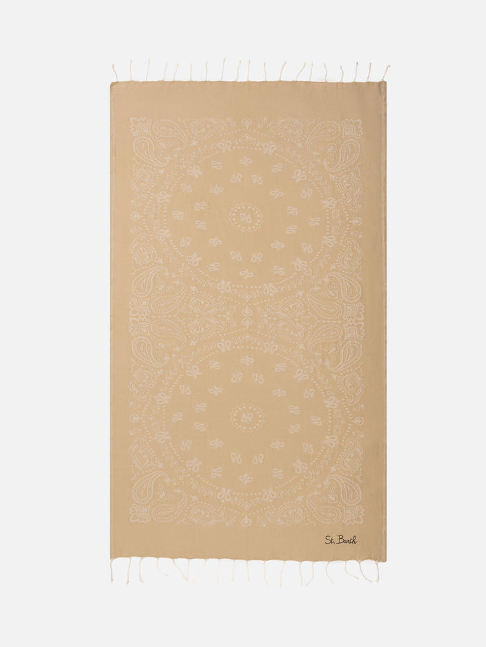 Foutas Cotton Beach Towel With Bandana Jacquard White