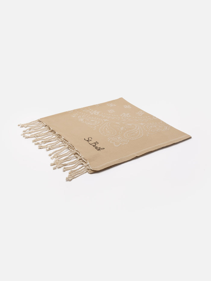 Foutas Cotton Beach Towel With Bandana Jacquard White