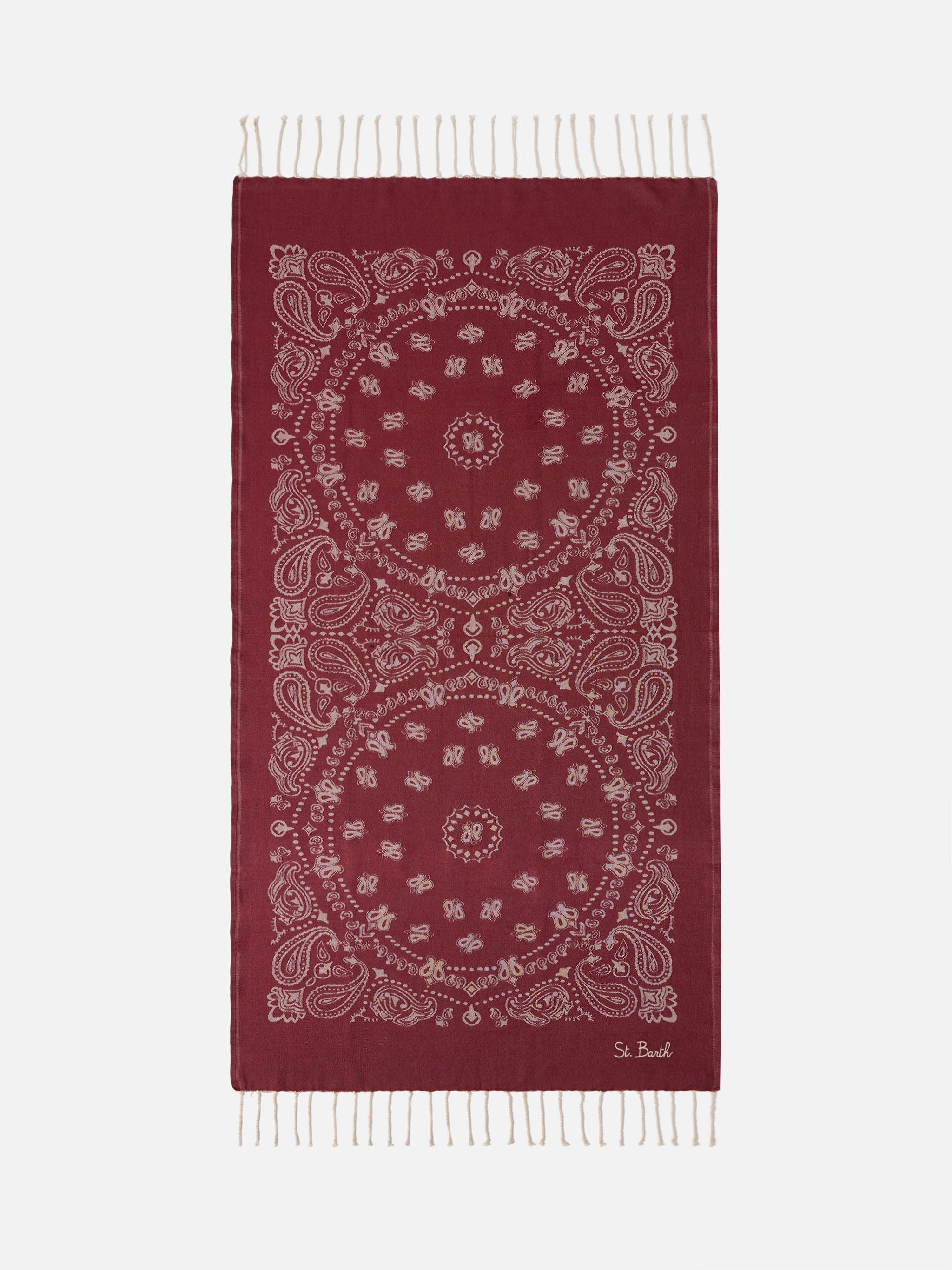 Foutas Cotton Beach Towel With Bandana Jacquard Red