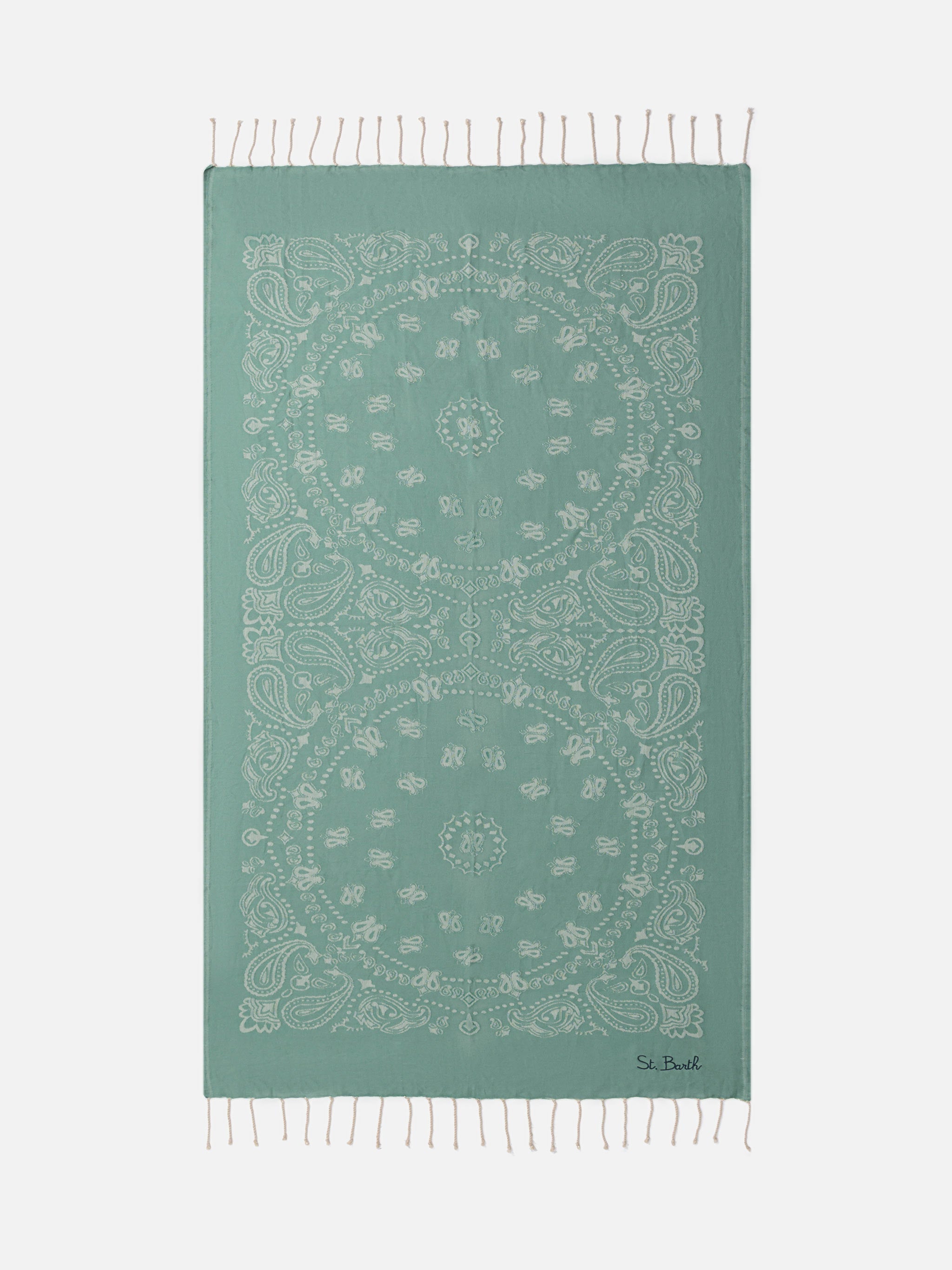 Foutas Cotton Beach Towel With Bandana Jacquard Green