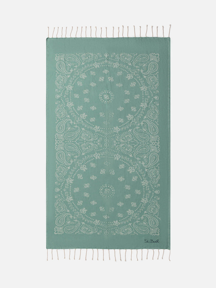 Foutas Cotton Beach Towel With Bandana Jacquard Green