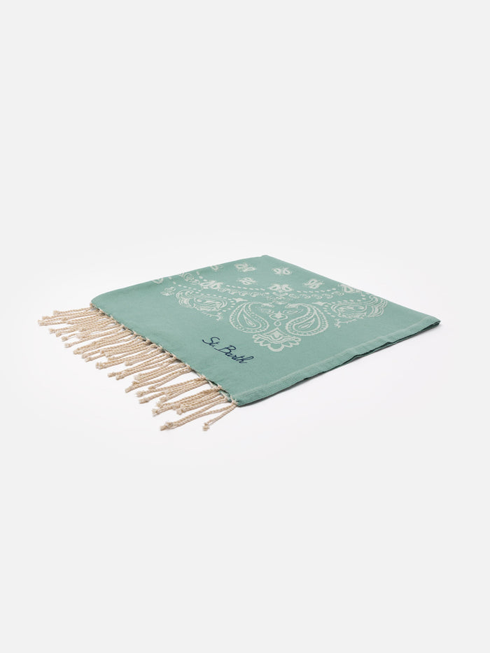 Foutas Cotton Beach Towel With Bandana Jacquard Green