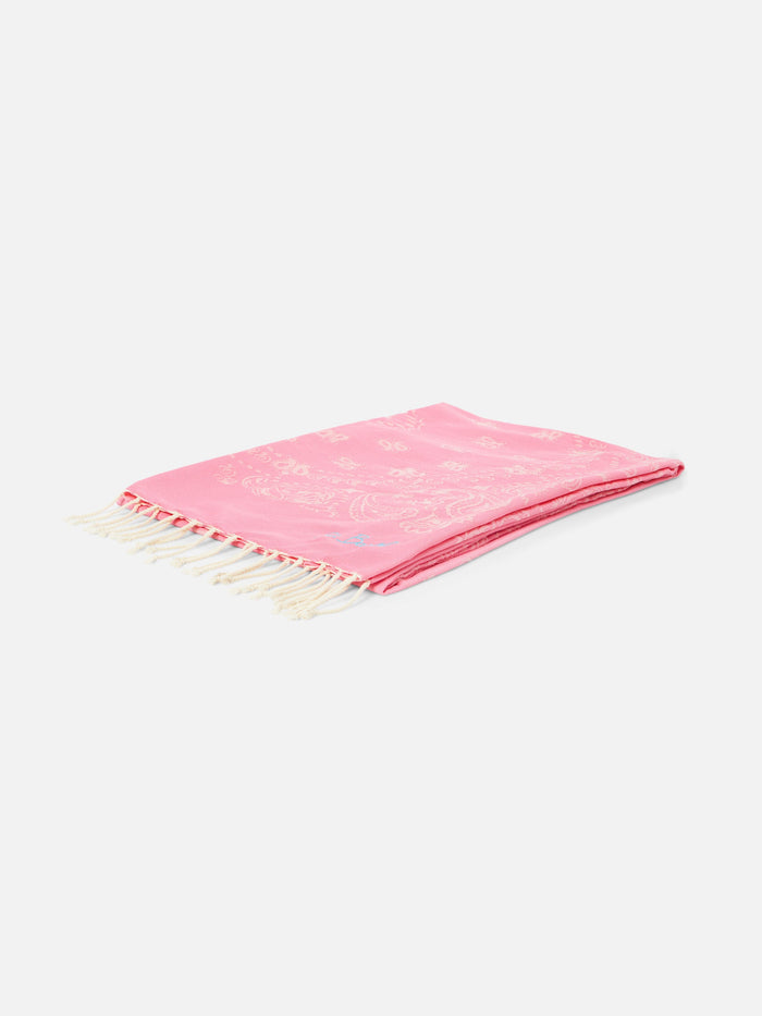 Foutas Cotton Jaquard Beach Towel With Pink Bandana Pattern