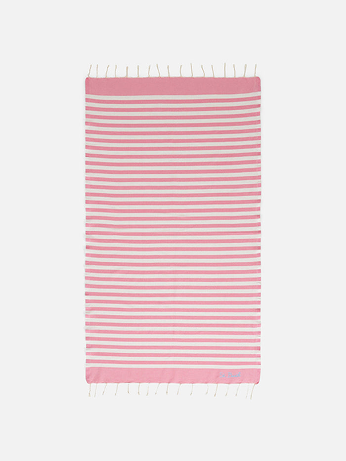Cotton Beach Towel Fouta With Pink Striped Print