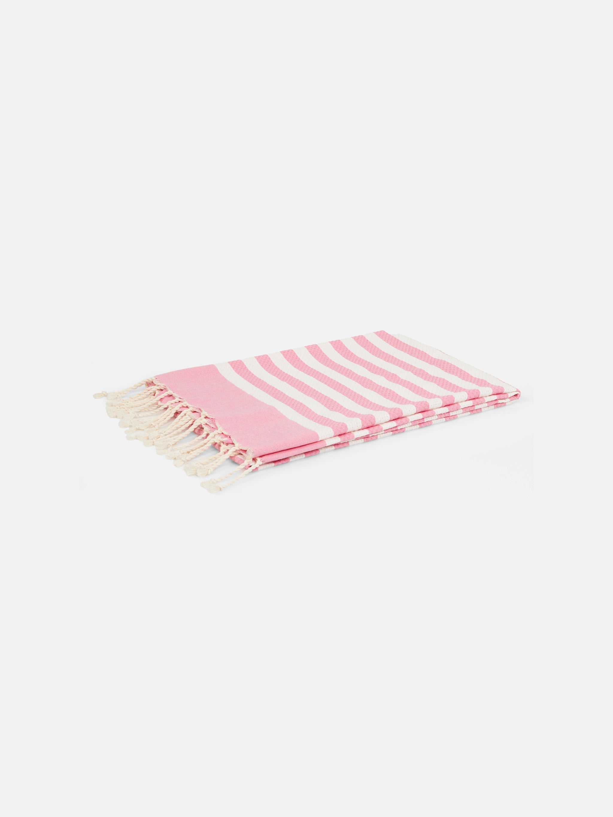 Cotton Beach Towel Fouta With Pink Striped Print