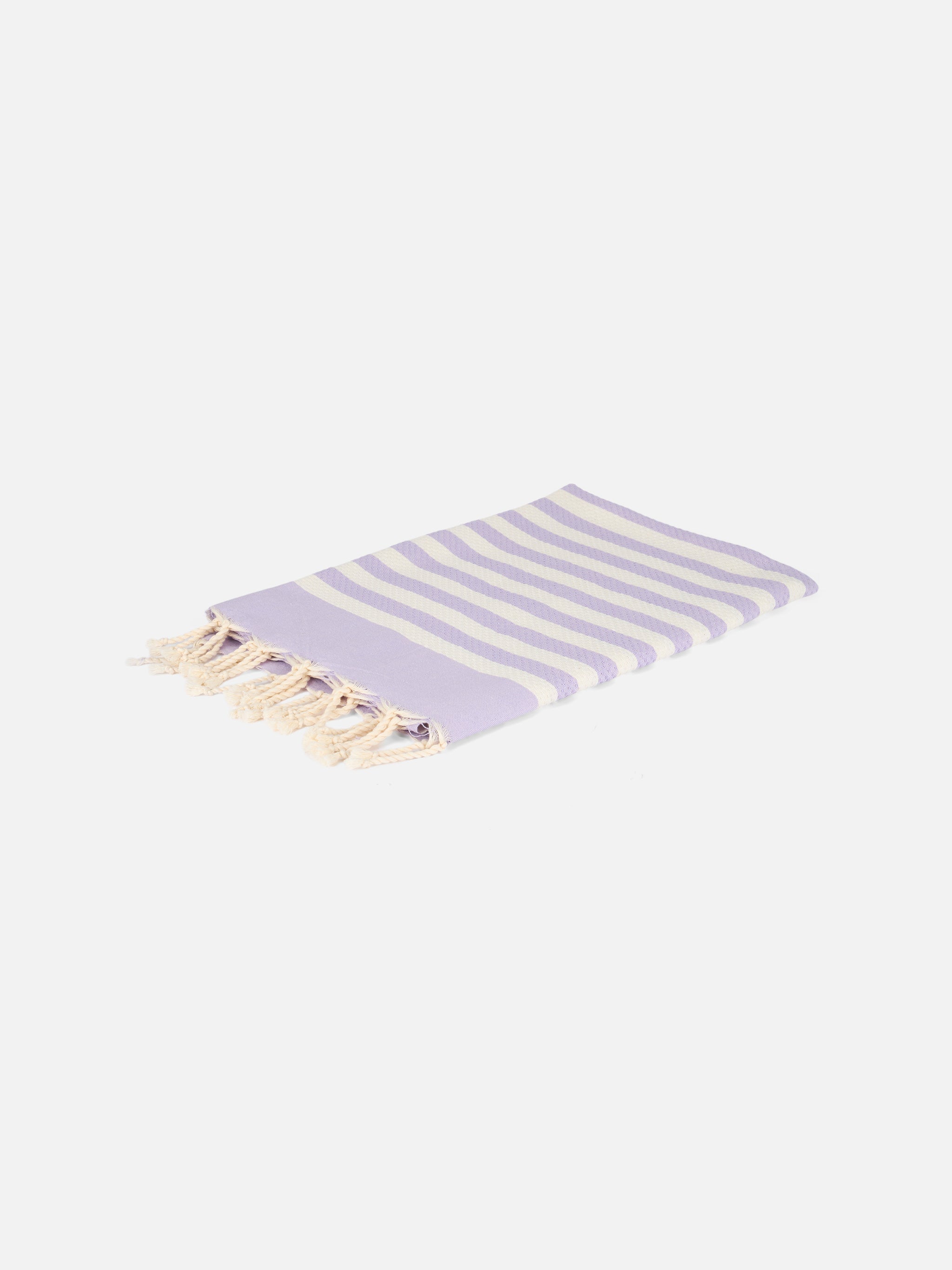 Cotton Beach Towel Fouta With Purple Striped Print Pink