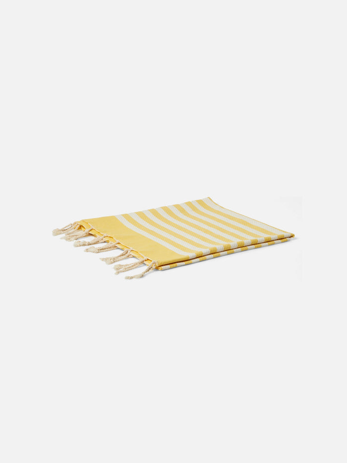 Foutas Beach Towel With Yellow And White Stripes
