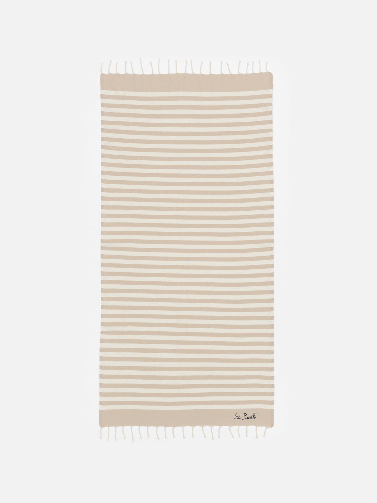 Foutas Beach Towel With Beige And White Stripes
