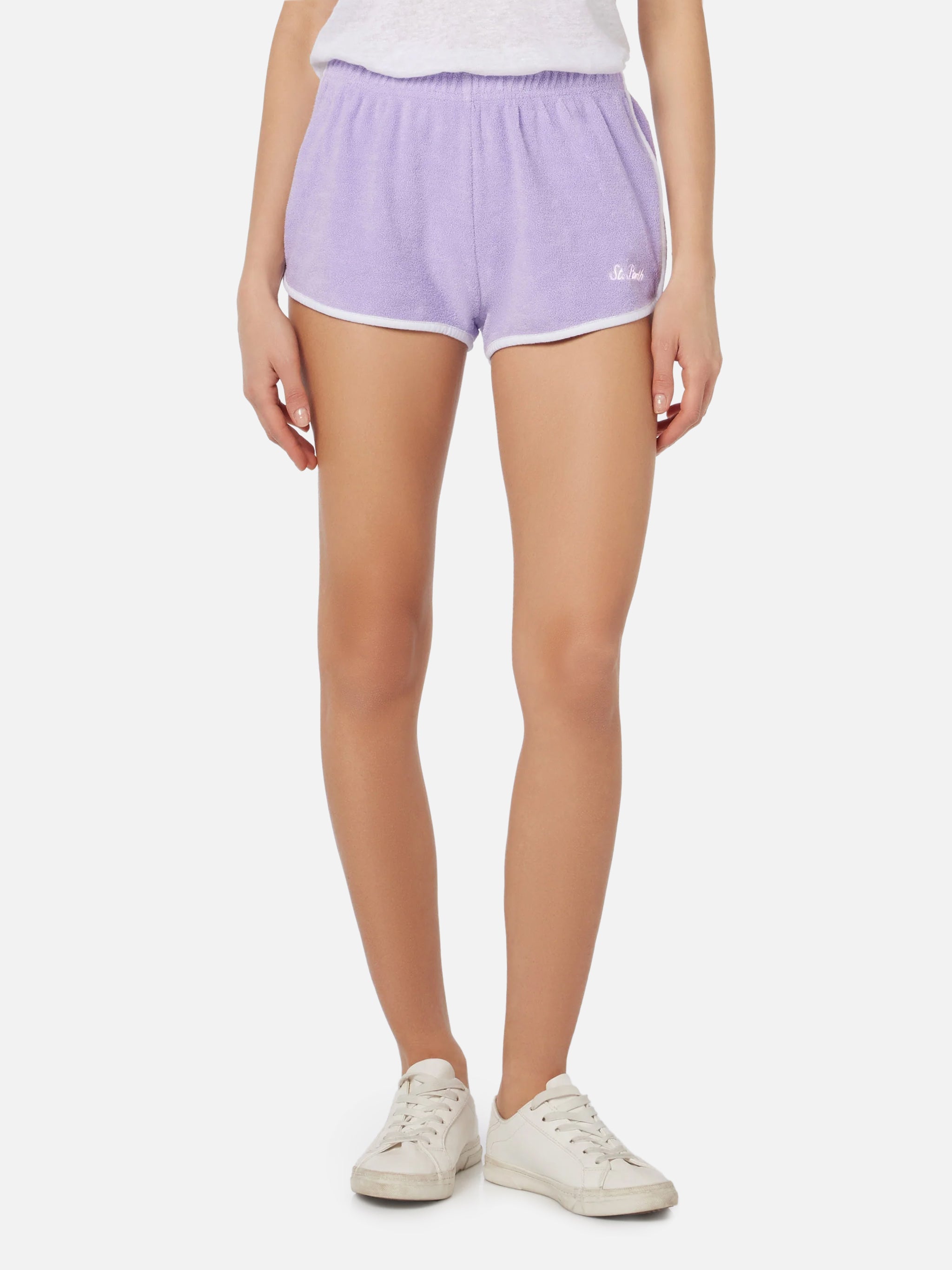 Terry Francine Pull Up Shorts With Piping Pink Pant