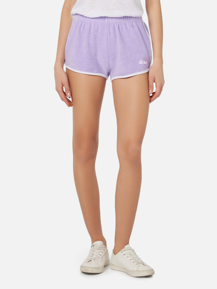 Terry Francine Pull Up Shorts With Piping Pink Pant