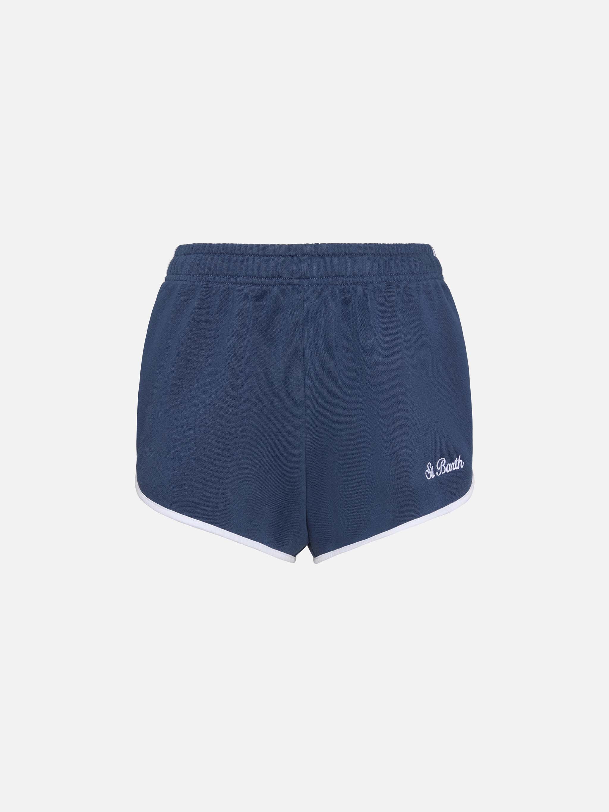 Light Navy Blue Francine Cotton Shorts With Contrast Trims Pant