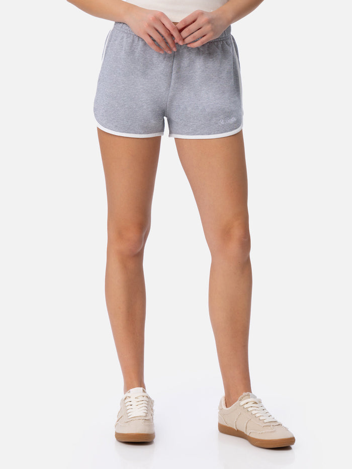 Francine Cotton Shorts With Contrast Piping Grey Pant