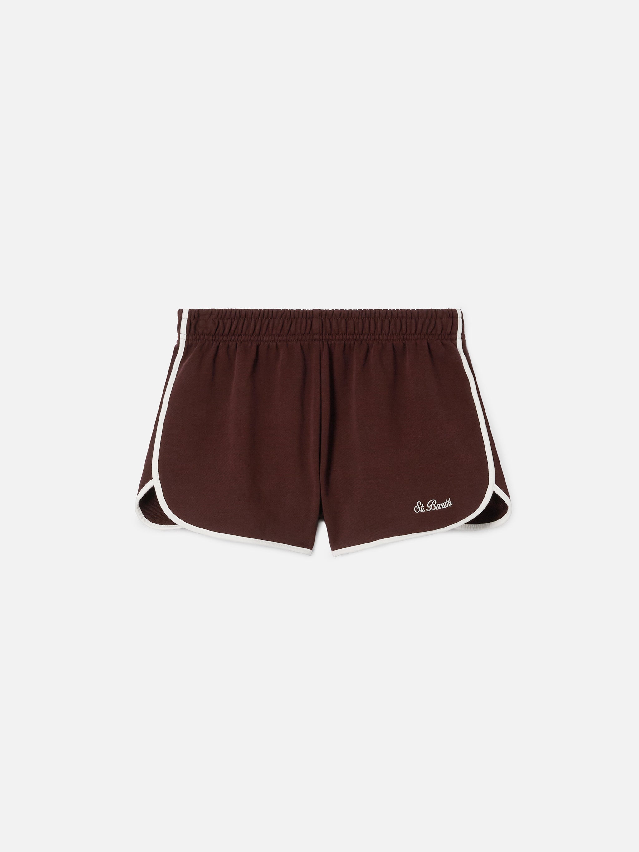Light Brown Francine Cotton Shorts With Contrast Trims Pant