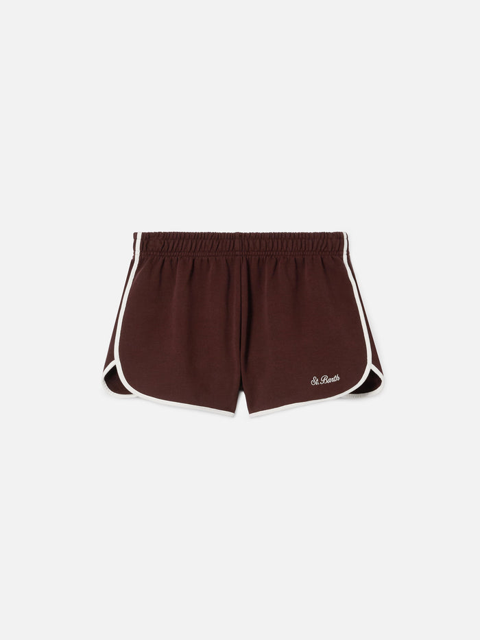 Light Brown Francine Cotton Shorts With Contrast Trims Pant