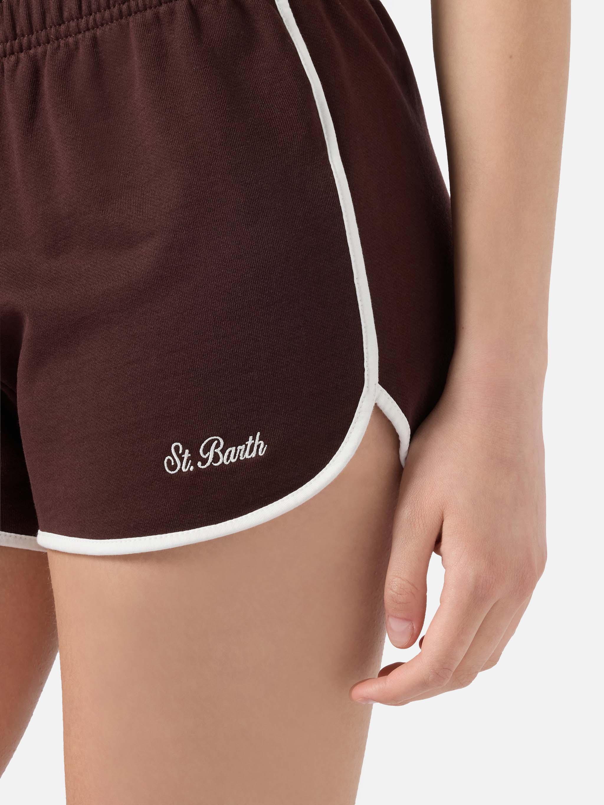 Light Brown Francine Cotton Shorts With Contrast Trims Pant