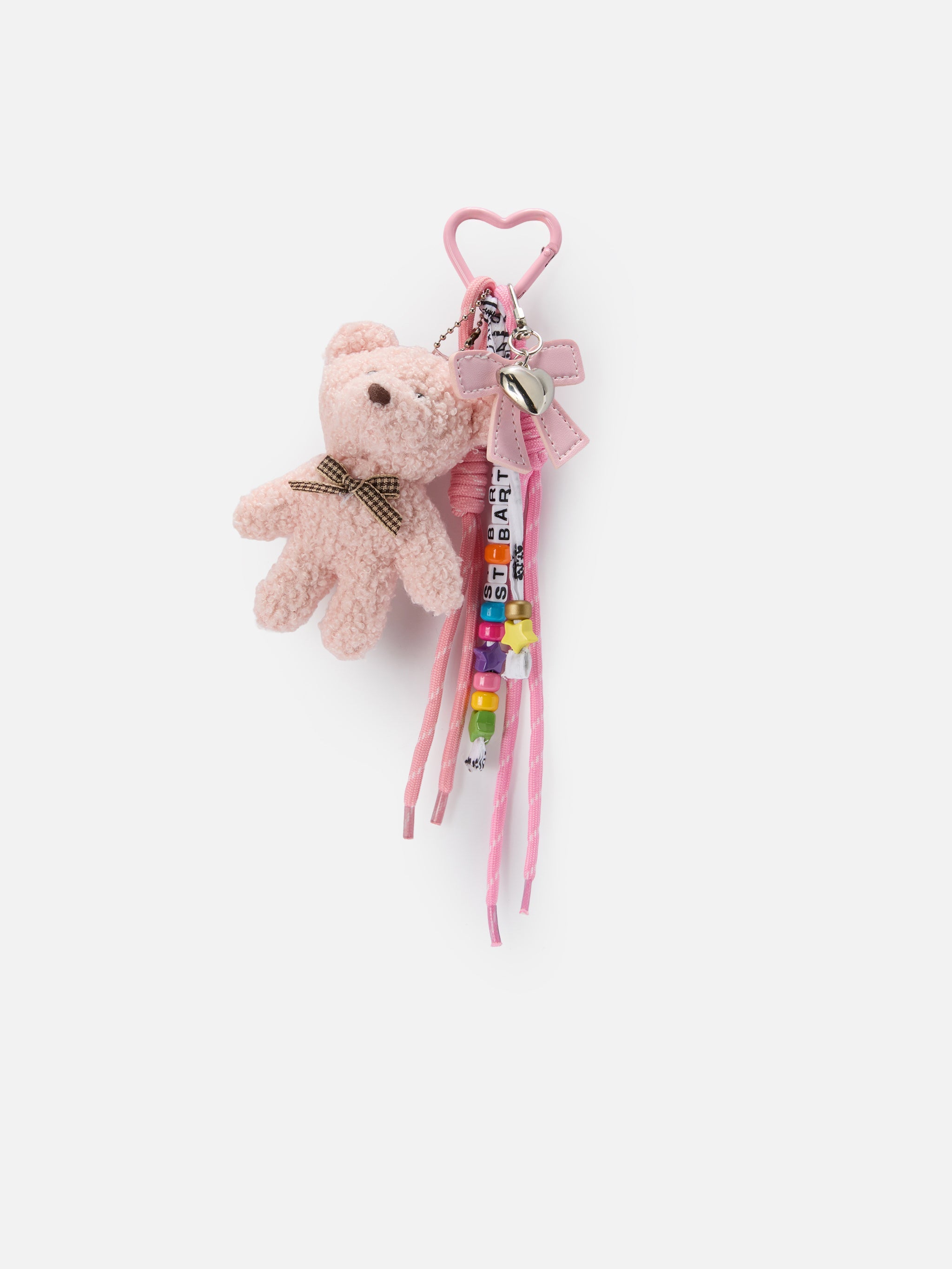 Funny Charm With Padded Bow And Teddy Decoration Pink Small Accessories