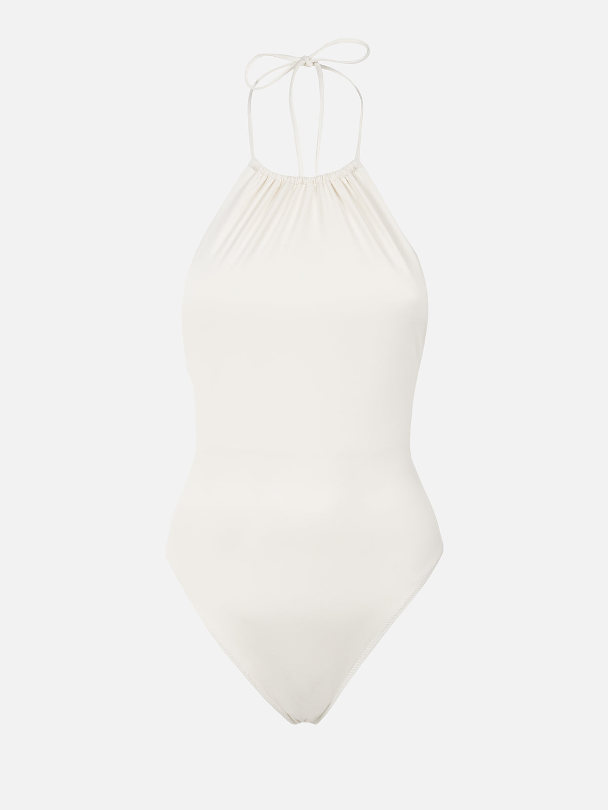 Gabrielle Black Halter High-Neck One-Piece Swimsuit White One Piece