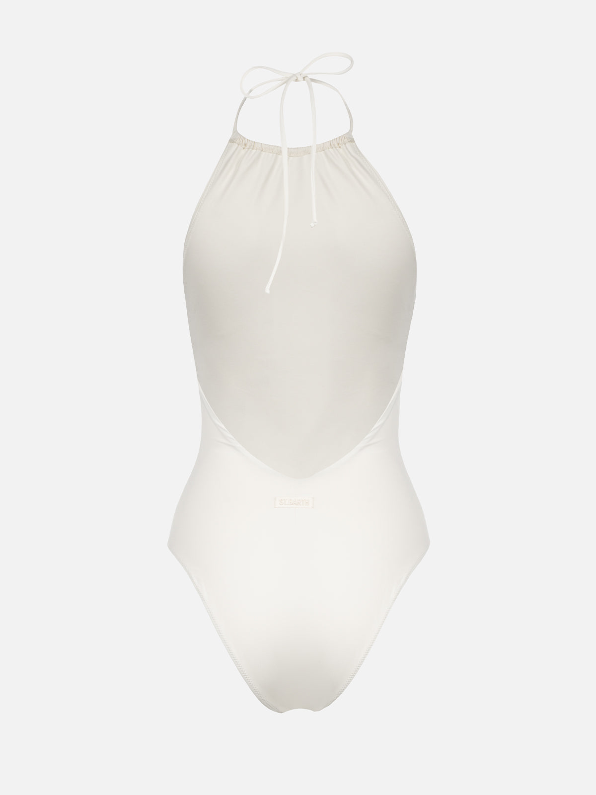 Gabrielle Black Halter High-Neck One-Piece Swimsuit White One Piece
