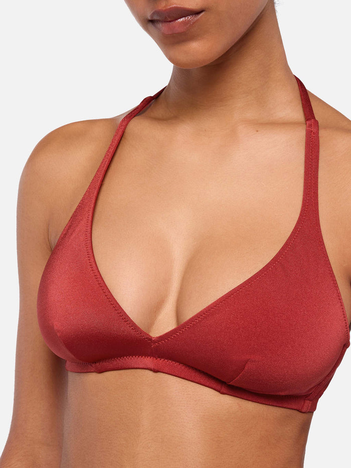 Gaia Shimmer Brick Red Triangle Bralette Top