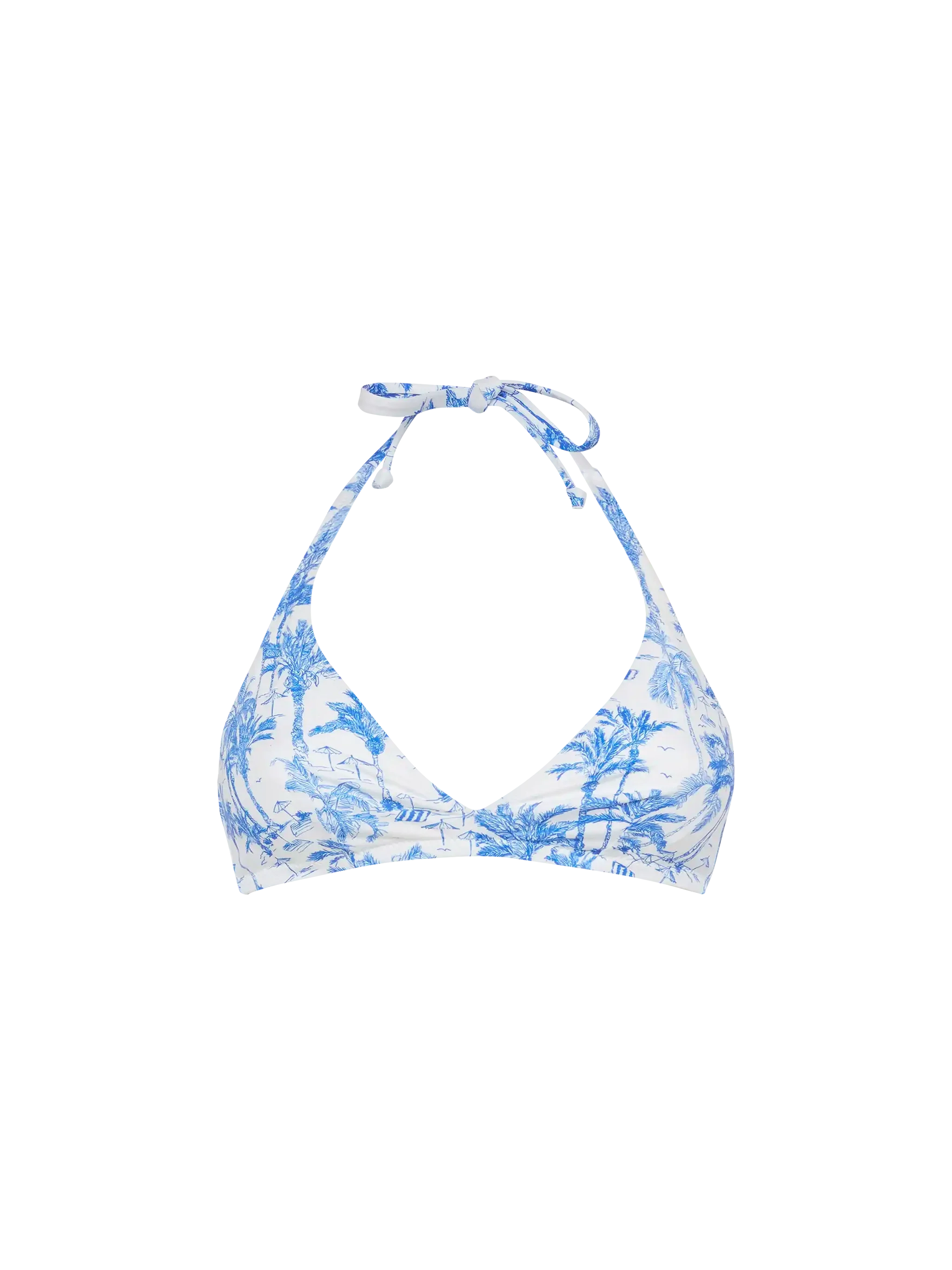 Gaia Triangle Bralette Top With Toile De Jouy Print White