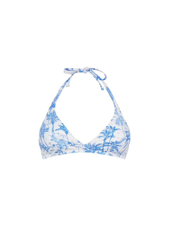 Gaia Triangle Bralette Top With Toile De Jouy Print White
