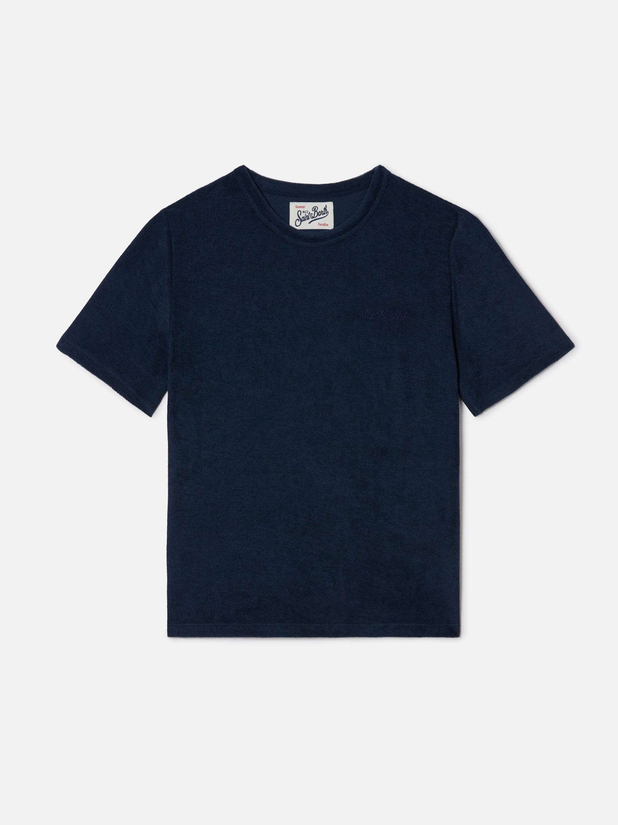 Navy Blue Gary Jr T-Shirt Terry-Effect Fabric With Embroidered Logo