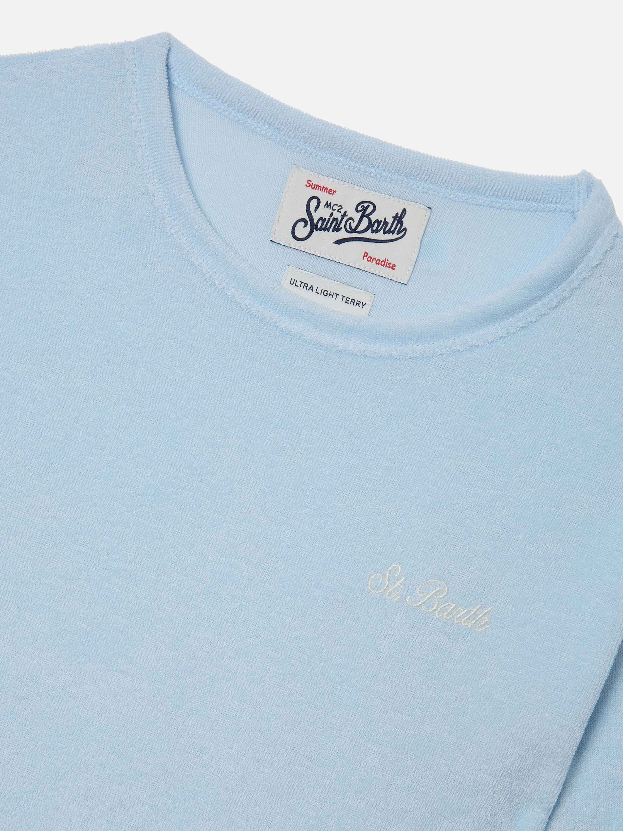 Light Blue Gary Jr T-Shirt Terry-Effect Fabric With Embroidered Logo