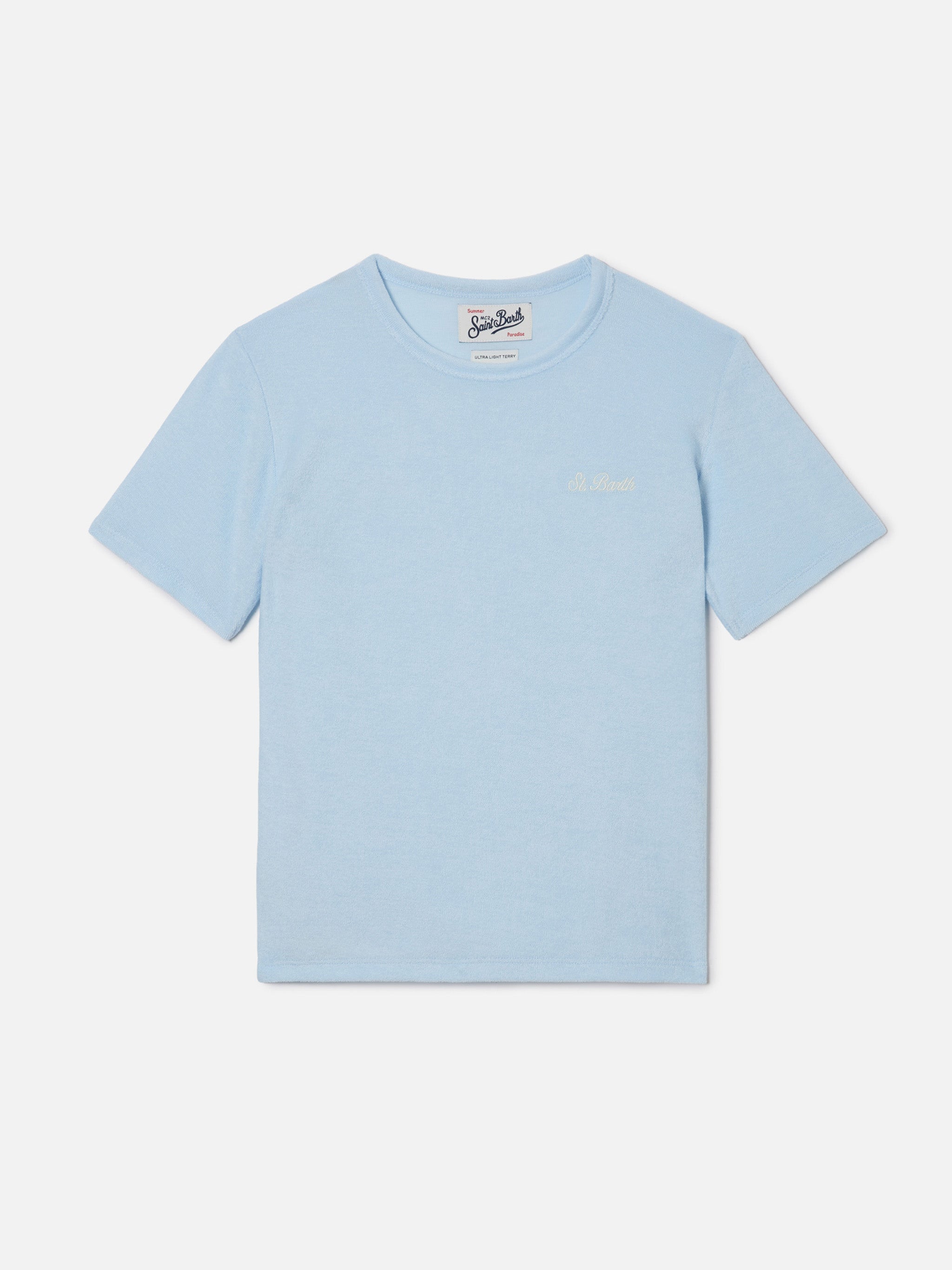 Light Blue Gary Jr T-Shirt Terry-Effect Fabric With Embroidered Logo