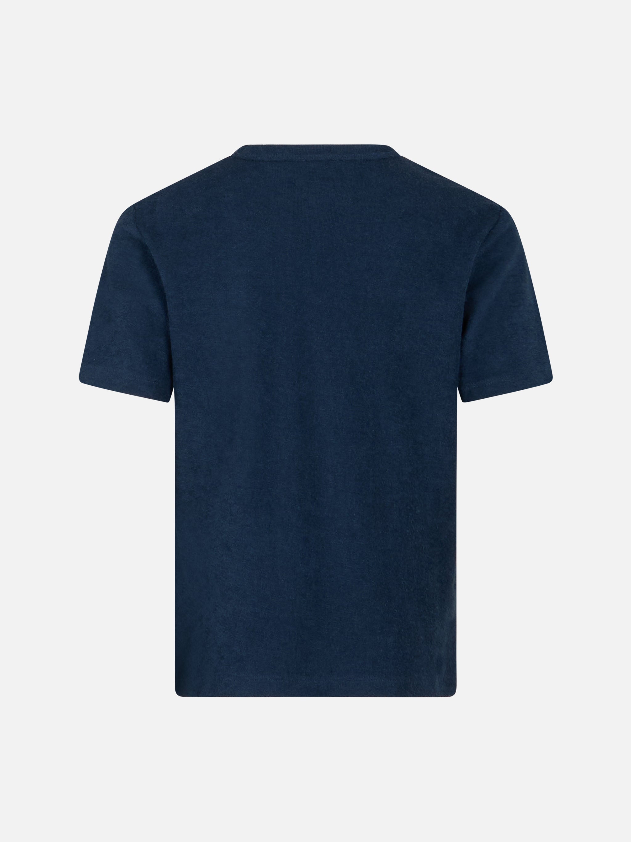 Boy Navy Blue Terry T-Shirt Gary With St. Barth Embroidery