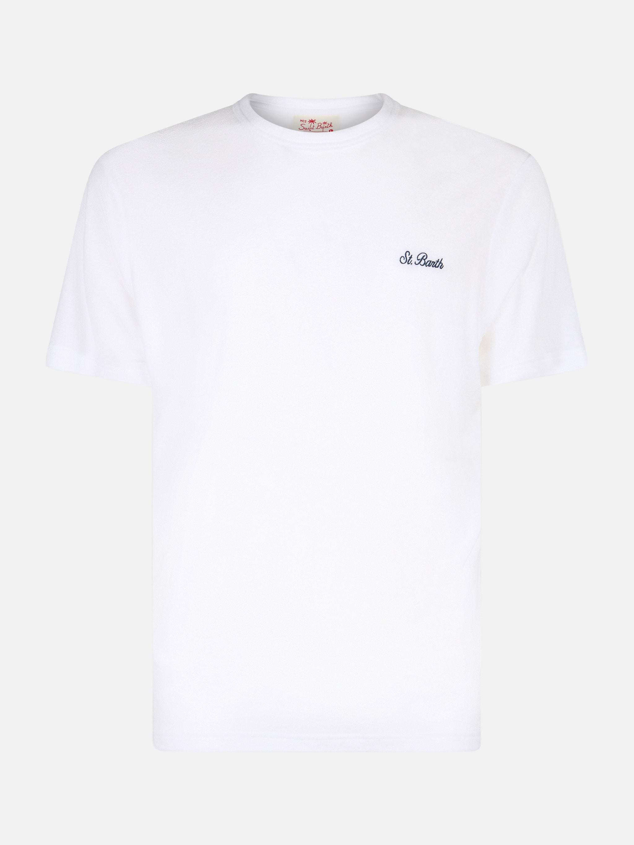 White Terry T-Shirt Gary With St. Barth Embroidery