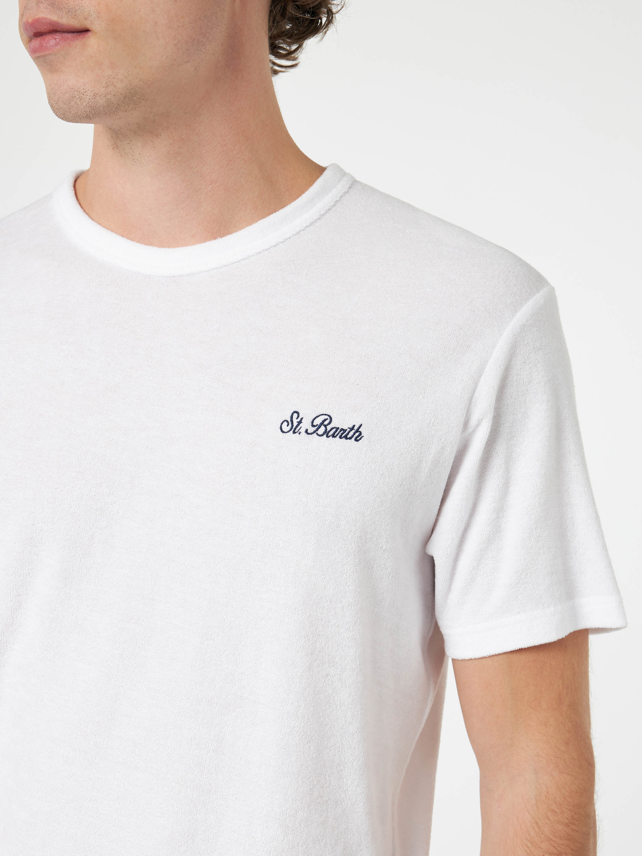 White Terry T-Shirt Gary With St. Barth Embroidery