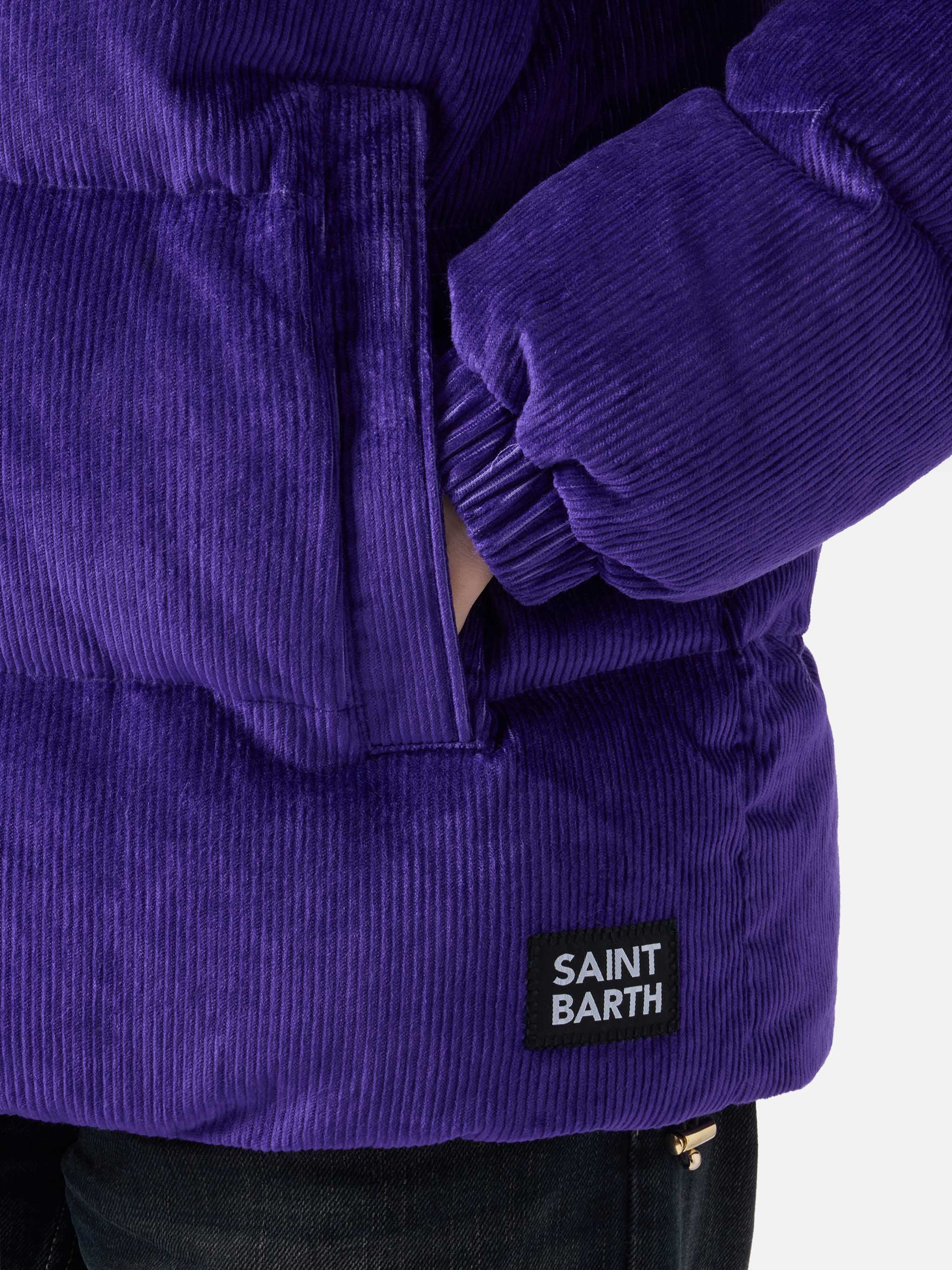 Purple Corduroy Geneve Hooded Padded Jacket Pink Down