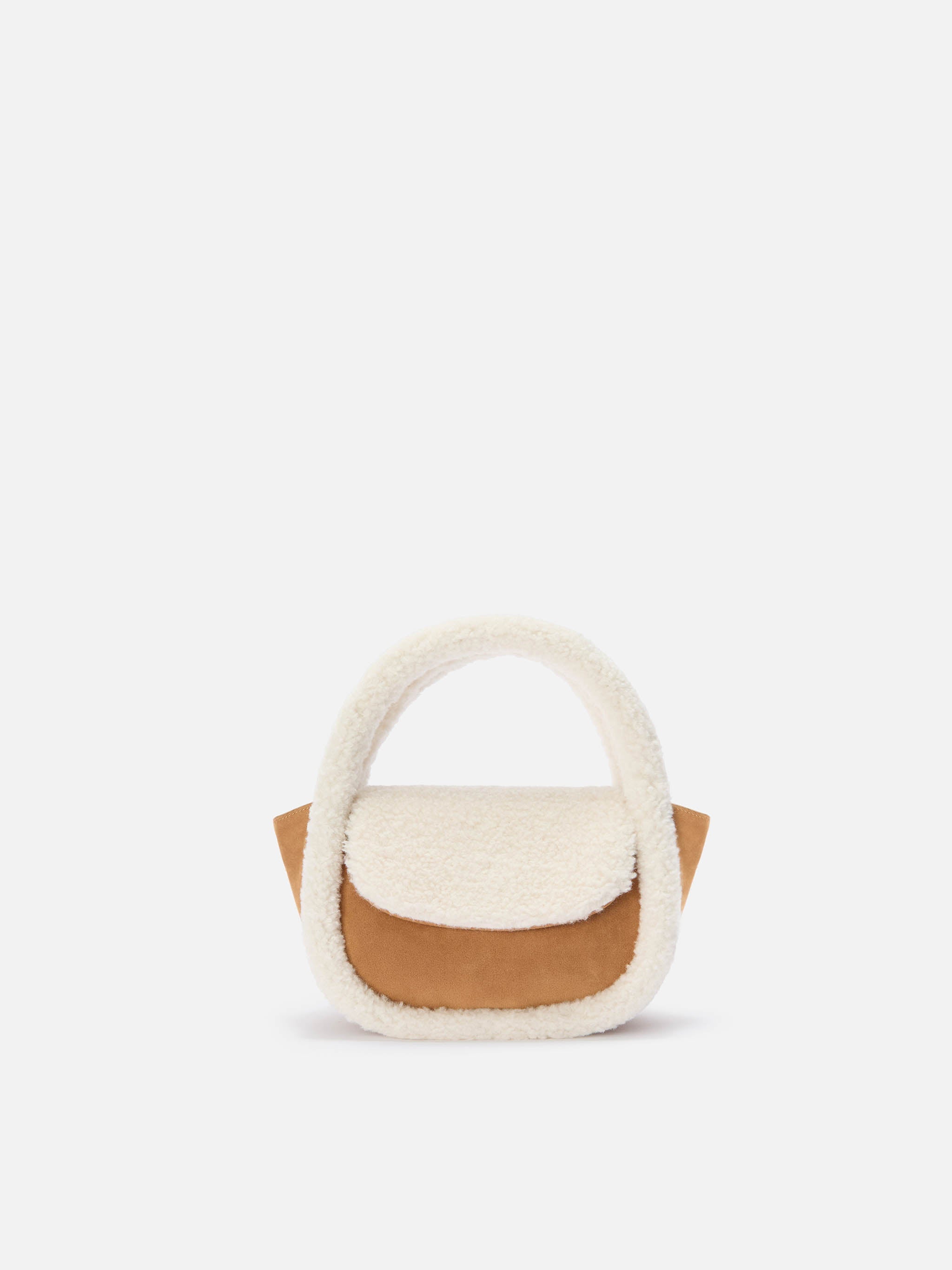 Gilda Mutton Suede Handbag Beige Faux And Shearling Brown Bag